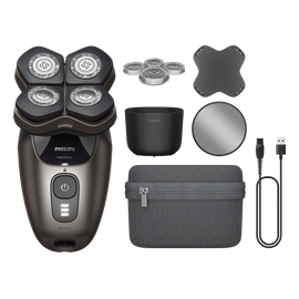 Head Shaver Pro 9000 Series HS9980/15 Aukšč. kokybės skustuvas su prabangiais priedais