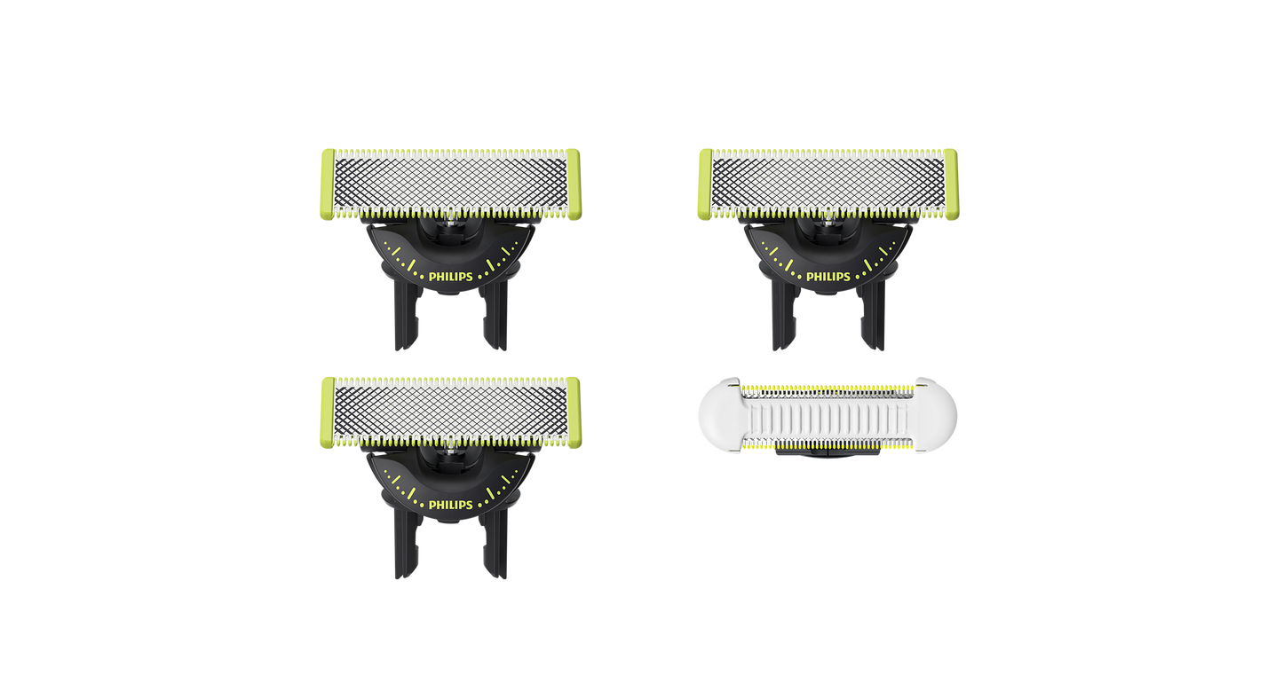 OneBlade QP949/50 Komb.: 3 vnt. 360 + 1 vnt. „Skin Protect“ peiliukų