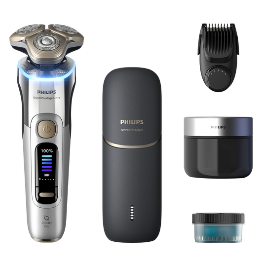 i9000 Prestige Ultra XP9404/46 Drėgno ir sauso skutimo skustuvas su „SkinIQ Pro“
